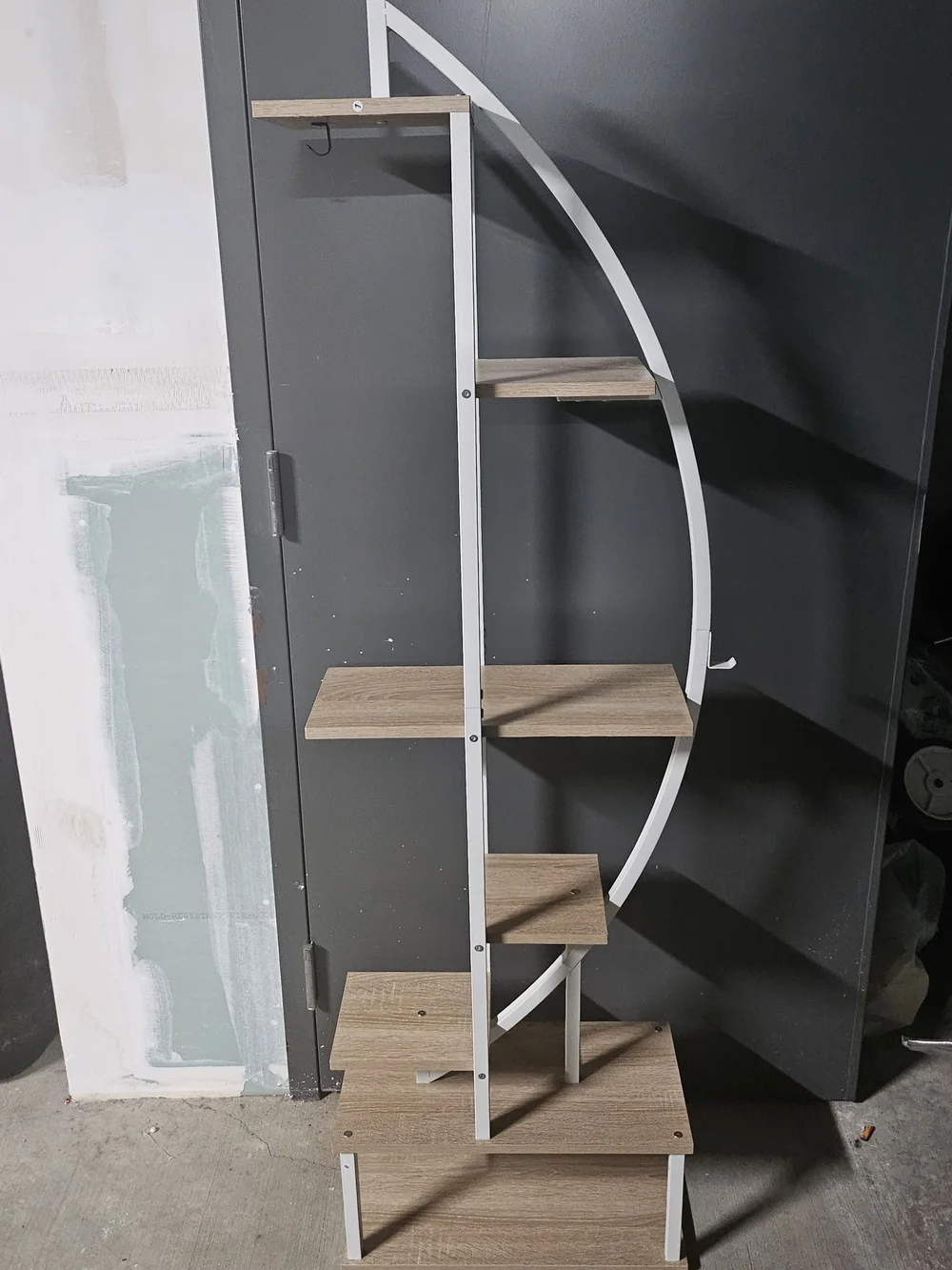 White and Natural Wood Wall Shelf - Modern Corner Display